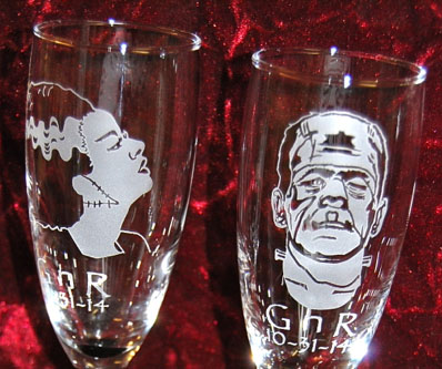 Personalized Engraved the Bride of Frankenstine and Frankenstine Engraved the Bride of Frankenstine and Frankenstine