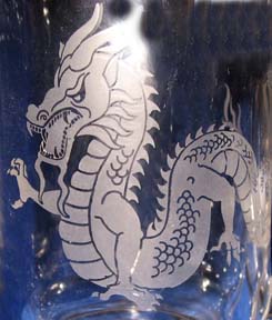 Engraved Dragon wedding toasting flutes