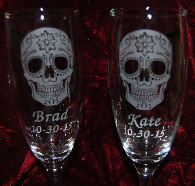 Personalized Engraved Sugar Skull Bride and Groom beer mugs Personalized Engraved Sugar Skull Bride and Groom beer mugs