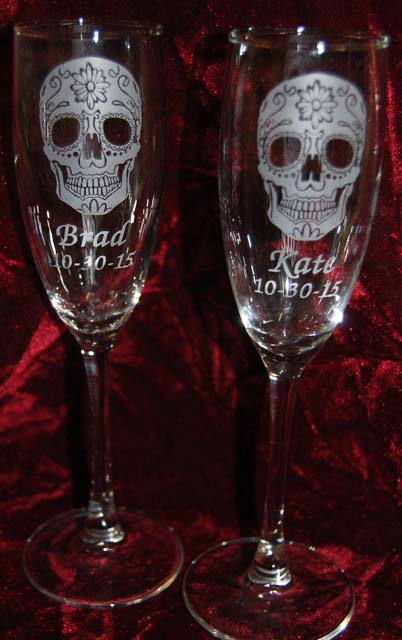 Personalized Engraved Sugar Skull Bride and Groom beer mugs Personalized Engraved Sugar Skull Bride and Groom beer mugs